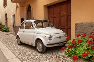 Norcia Prints: Fiat 500, Norcia, Umbria, Italy