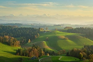 Farming Prints: Fields and hills of the Emmental, Berner Oberland, Switzerland