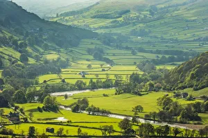 Gunnerside Prints: Fields with stone barn with dry stone walls, Gunnerside, Swaledale, North Yorkshire