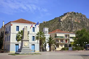 Images Dated 20th July 2018: Filelinon Square with the Monument for the Morea Expedition and Palamidi Fortress