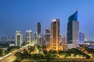 Indonesian Gallery: Financial district skyline at night, Jakarta, Java, Indonesia