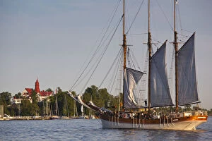 Baltic Collection: Finland, Helsinki, Helsinki Harbor, sailing ship