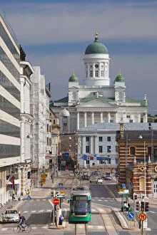Images Dated 7th September 2010: Finland, Helsinki, Tuomiokirko, Lutheran Cathedral from Etelaranta Street, morning