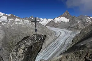 Finsteraarhorn and Fieschergletscher seen from the summit of Setzerhorn, Valais