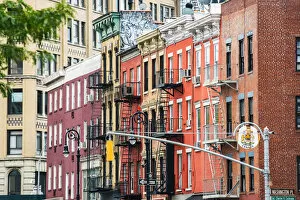 Fire Escapes and building exteriors of in the village, New York, USA