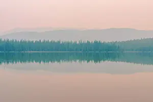 Rocky Mountains Prints: Fire smoke in the foothills of the Canadian Rocky Mountains from the David Thompson Highway