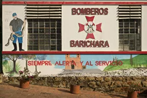 Images Dated 23rd March 2020: Fire Station, Barichara, Santander, Colombia, South America