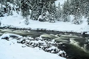 Carvings Prints: Firehole Canyon with winter snow, Yellowstone National Park, Wyoming, USA