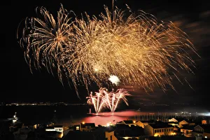 Fireworks during the Seas Week festivities at Horta. Faial, Azores islands