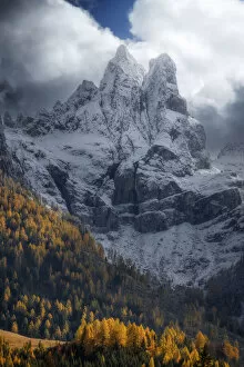 Images Dated 3rd March 2022: The first snow of the year in late autumn at Rolle Pass, with the majestic Pale di San Martino in