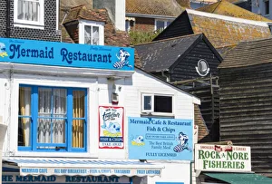 Hastings Prints: Fish & Chips restaurant in Hastings Old Town, Sussex, England