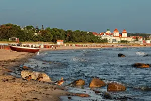 Binz Prints: Fishing boat at the beach, Binz