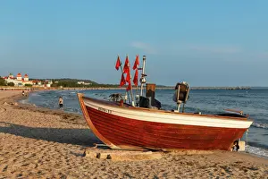 Binz Prints: Fishing boat at the beach, Binz