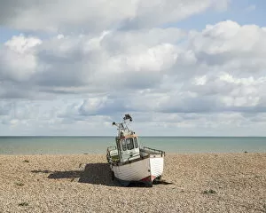 Fishing Boat on Beach, Dungeness, Kent, England, UK
