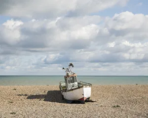 Vessel Prints: Fishing Boat on Beach, Dungeness, Kent, England, UK