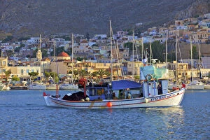 Images Dated 27th July 2015: Fishing Boat In Harbour At Pothia, Kalymnos, Dodecanese, Greek Islands, Greece, Europe