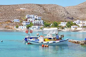 Folegandros Prints: Fishing boat, Karavostasi village, Folegandros Island, Cyclades Islands, Greece
