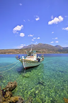 Images Dated 20th July 2018: Fishing Boat, Limeni, Mani Peninsula, The Peloponnese, Greece, Southern Europe