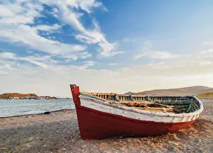 Peruvian Gallery: Fishing Boat near Lagunillas at sunset, Paracas National Reserve, Ica Region, Peru