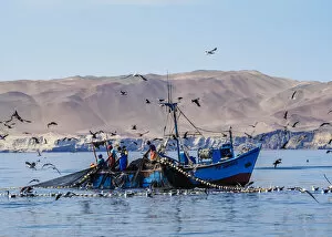 Peru Gallery: Fishing Boat near Paracas, Ica Region, Peru