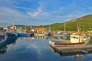 Fishing boats in coastal village. Cape Breton Island. Cabot Trail. Pleasant Bay, Nova Scotia, Canada