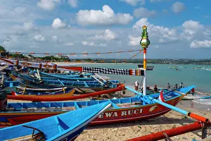 Jimbaran Beach Prints: Fishing boats at Jimbaran beach, Bali, Indonesia