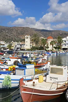 Fishing boats in the port of Elounda, Crete, Greece
