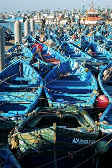 Essaouira Prints: Fishing boats at port, Essaouira, Morocco