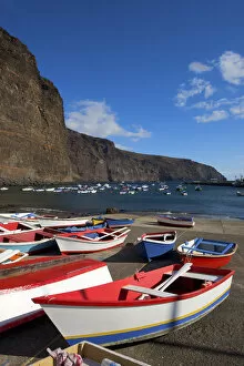 Fishing Boats in the Port of Vueltas, Valle Gran Rey, La Gomera, Canary Islands, Spain