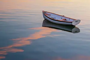 Maine Prints: Fishing dory at sunrise, Bernard Harbor, Acadia National Park, Maine, USA