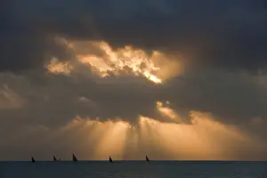 Sails Prints: The fishing fleet set sails into the Indian Ocean before dawn from harbours north of Dar-es-Salaam