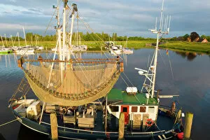 Images Dated 19th July 2022: Fishing harbour with crab boats, Greetsiel, Krummhorn, East Frisia, Lower Saxony, Germany, Europe