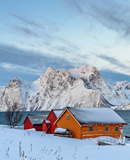 Fjord Prints: Fishing huts overlooking the arctic sea