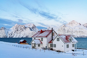 Fjord Prints: Fishing huts overlooking the arctic sea