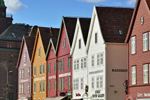 Fishing and trading wooden warehouses in the Bryggen District, a former counter of