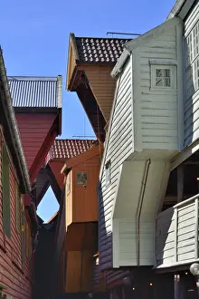 Fishing and trading wooden warehouses in the Bryggen District, a former counter of