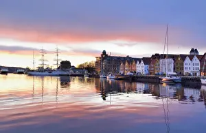 Fishing and trading wooden warehouses in the Bryggen District, a former counter of