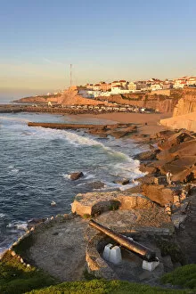 The fishing village of Ericeira at dusk, overlooking the Atlantic Ocean. Portugal