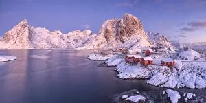 Pink Gallery: The fishing village Hamnoy, Nordland, Lofoten Islands, Norway, Europe