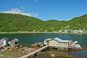 Newfoundland Prints: Fishing village and shoreline along White Bay