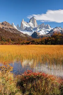 Lookout Prints: Fitz Roy mountain and reflections in a pond