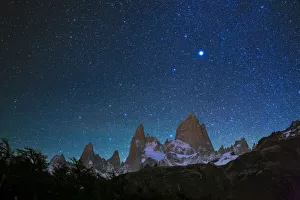 Images Dated 26th November 2019: Fitz Roy at night with stars from Poincenot campground, Los Glaciares National Park