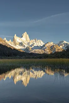 Fitz Roy reflection at dawn from Mirador Fitz Roy. El Chalten, Santa Cruz province