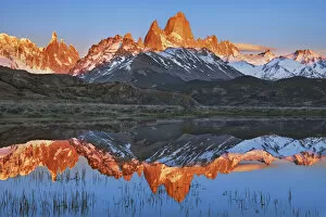 Images Dated 2nd March 2021: Fitzroy Range at sunrise - Argentina, Santa Cruz, Los Glaciares, El Chalten