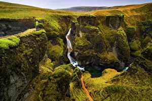 Images Dated 27th February 2023: Fjadrargljufur canyon and its waterfall, Kirkjubajarklaustur, southern Iceland, Iceland (MR)