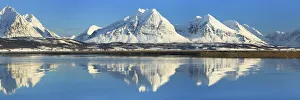 Fjord landscape with Lyngen Alps at Ullsfjord - Norway, Troms, Ullsfjord, Breivkeidet
