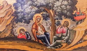Virgin Mary Prints: Flight to Egypt icon, 18th century, Palekh, Ivanovo region, Russia