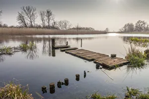 Flood Prints: Flooded footbridge at Ribnitz-Damgarten, Mecklenburg-Western Pomerania, Northern Germany