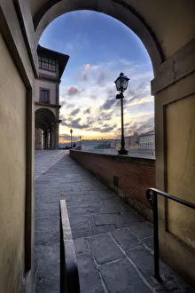 Arno Prints: Florence, Tuscany, Italy. Sunrise in Florence