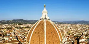 Florence, Tuscany, Italy. View of the Duomos cupola and the city seen from